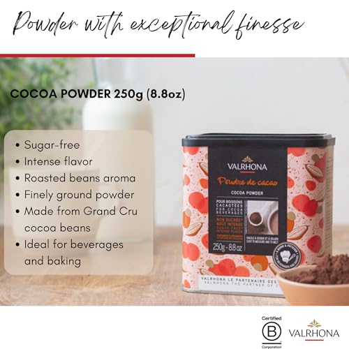 Valrhona Dutch Processed French Cocoa Powder. Chef’s Choice Cocoa Powder. Warm, Red Color, Pure, Dark
