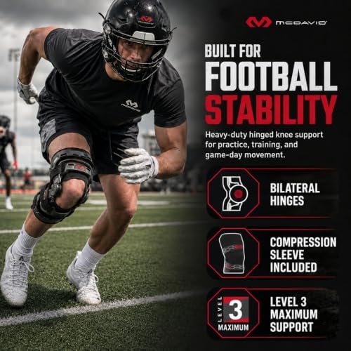 McDavid Knee Brace, Heavy Duty Hinged Knee Braces for Knee Pain, Instabilities, Ligament, ACL, MCL, PCL, Meniscus Injury, Pain Relief, Recovery, Preventive Hyperextension, Left or Right Side