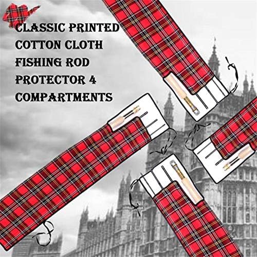 M MAXIMUMCATCH Maxcatch Fly Rod Sock, Thicken Cotton Fabric Protector Rod Cover with 4 Compartments, for 9ft/10ft 4-Sec Fly Rod