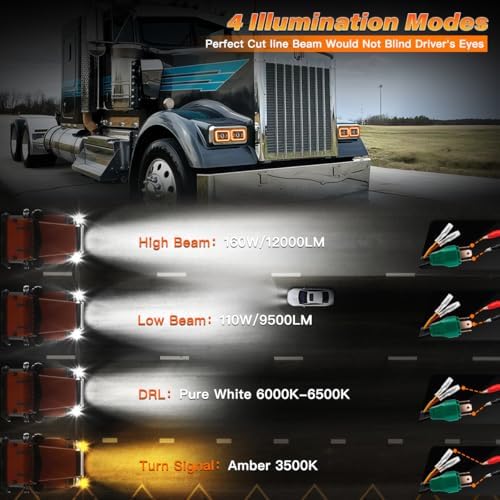 5x7/7x6in H6054 LED Headlights DOT Approved Hi/Low Sealed Beam 2PCS