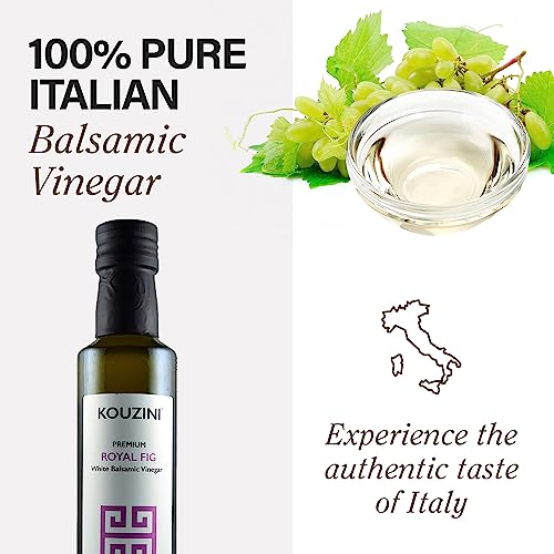 Kouzini Ultra-Premium Peach White Balsamic Vinegar, Aged, No Added Sugars or Preservatives, Ideal for Salads, Meats, Fish, Pizza, & Bread Dipping, Luxurious Balsamic Vinegar of Modena, 250ml
