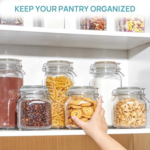Vtopmart 78oz Glass Food Storage Jars with Airtight Clamp Lids, 3 Pack