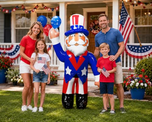 Fun Express 64" Jumbo Blow Up Uncle Sam Inflatable – 5+ Foot Patriotic 4th of July Decorations Outdoor Yard Decor | Heavy Duty Patriotic for
