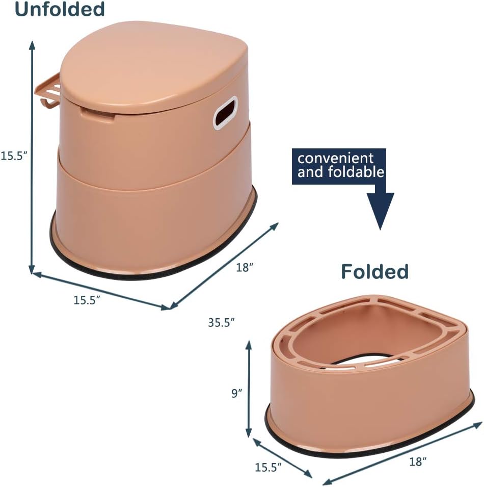 VINGLI Portable Toilet | Indoor Outdoor Commode w/Detachable Inner Bucket & Removable Paper Holder, Lightweight & Compact for Camping, Boat, Van
