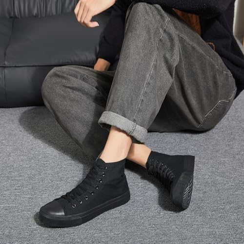 yageyan Men’s High Top Canvas Sneakers Fashion Lace up Walking Shoes Casual Classic