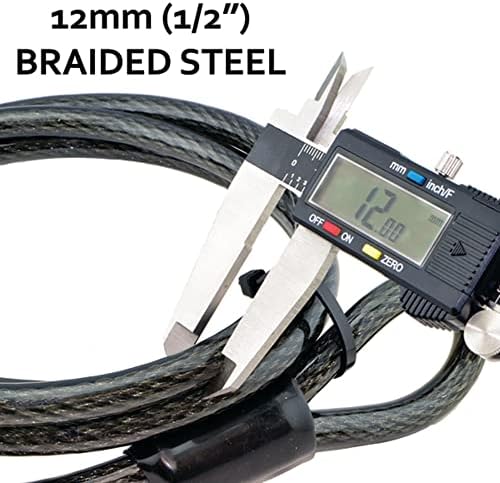 Lumintrail 12mm (1/2 inch) Heavy-Duty Security Cable, Vinyl Coated Braided Steel with Sealed Looped Ends (4', 7', 10', 15' or 30') (7-FT)