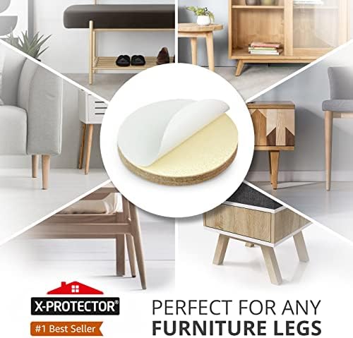 16 Heavy-Duty Felt Furniture Pads 2” 1/4” Thick X-Protector Round Felt Pads | for Furniture Feet - The Best Felt Floor Protectors for Furniture to Prevent Scratches. Protect Your Hard Floor! (Brown)