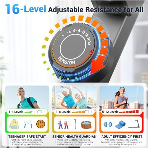 ANCHEER Elliptical Exercise Machine Foldable Elliptical Trainer 16" Stride | Ultra-Silent Elliptical Machine for Home, 550LBS Loading Capacity, 16 Resistance Levels &Pulse Rate Grips &Adjustable Pedals