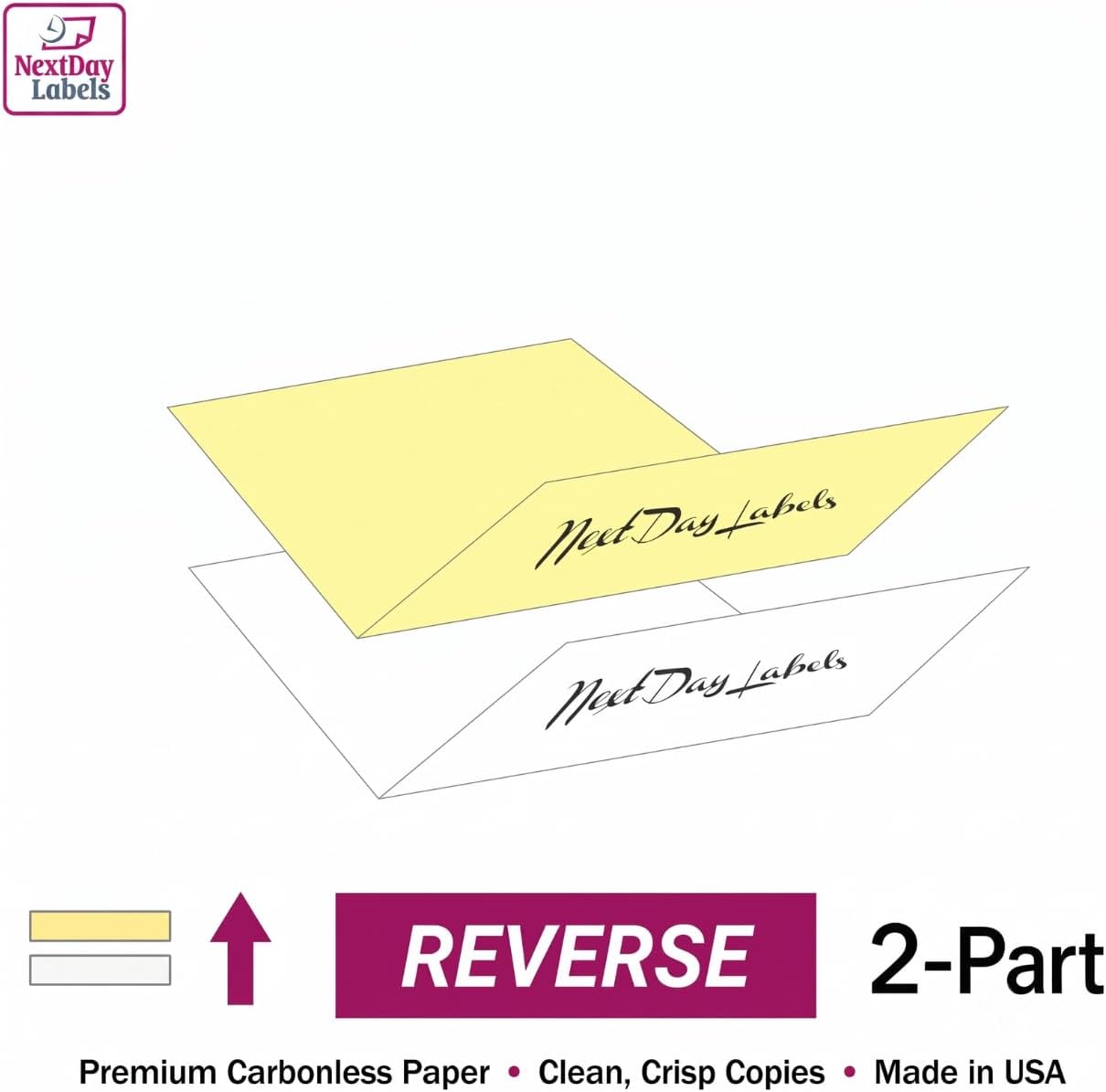 NextDayLabels Carbonless NCR Paper, 2 Part Reverse #5887, 8.5" x 11"