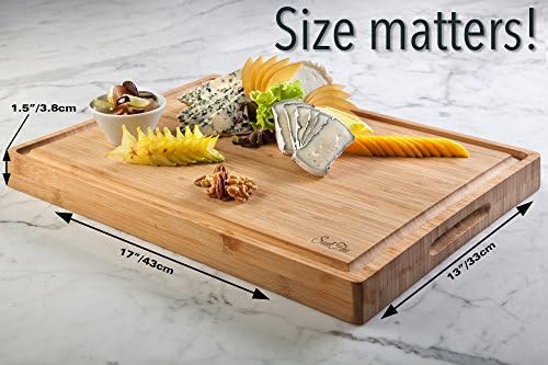 Butcher Block - Organic Bamboo Cutting Board w/Juice Groove - 17x13x1.5" -Butcher Block Cutting Board - Premium Quality and Professional Design - Bamboo Chopping Block