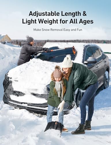 AstroAI 2" 1 Ice Scraper & Snow Shovel Kit, 47.2" Ice Scrapers for Car Windshield and 360° Pivoting Snow Brush