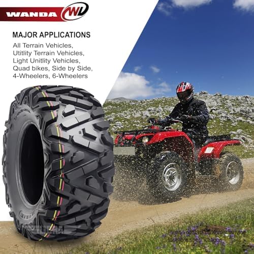 WANDA Set 2 ATV UTV Tire AT 25x10-12 25x10x12 6PR Power-Trail 10165 | POWER-TRAIL Series Classic Solid Non-Direction Lugs Cover All Terrains