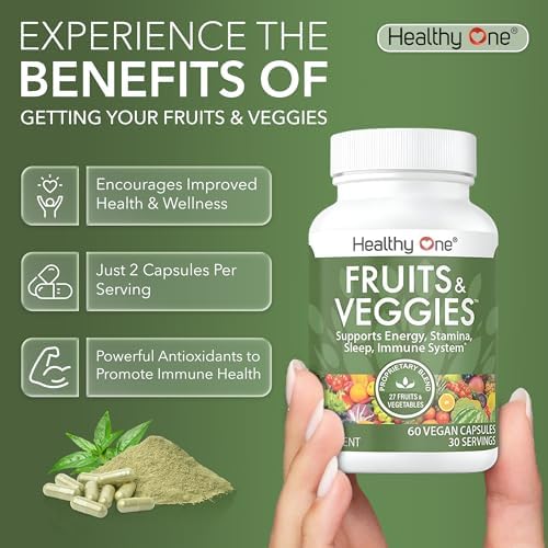 Healthy Fruits & Veggies, 27-in-1 Formula, GLP1 Support, Superfoods - 150ct | Immun & GLP1 Support, 1 Serving = 3 Servings Fruits & Vegetables, Energy & Focus, High Fiber, Antioxidants, Kid Safe