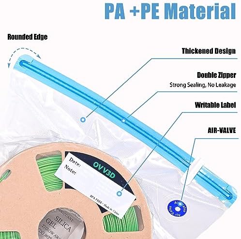 30 Pcs Filament Vacuum Storage Bags with Upgraded Pump for 3D Printer Accessories