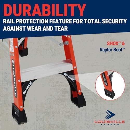 Louisville Ladder 14-Foot Fiberglass Twin Front Step Ladder, 375-Pound Load Capacity, Type IAA, FM1414HD