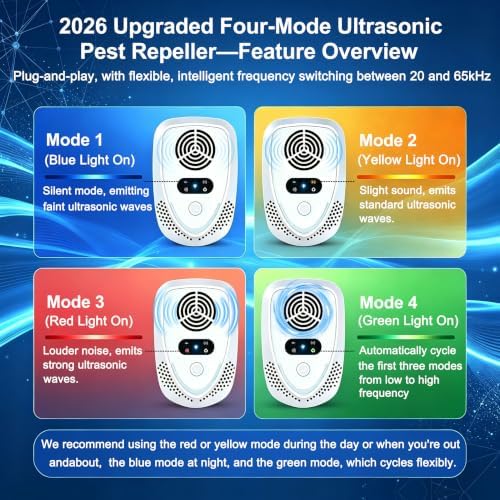 2026 Upgraded Ultrasonic Pest & Insect Repeller Indoor Ultrasonic Repellent | for Mice, Roach, Ant, Rodent, Mouse, Mosquito, Spider, Bugs