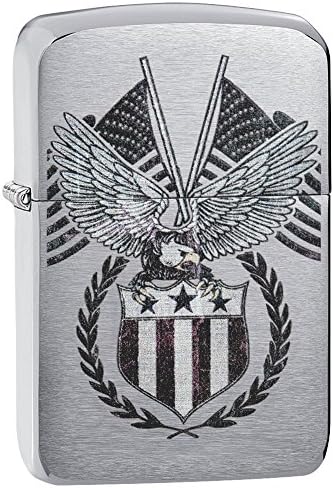 Zippo Eagles Dare Pocket Lighter - Refillable Flip-Top Windproof Lighters - Fierce Soaring Eagle Patriotic Design Pocket Lighters - Luxury Metal Lighter Made in USA