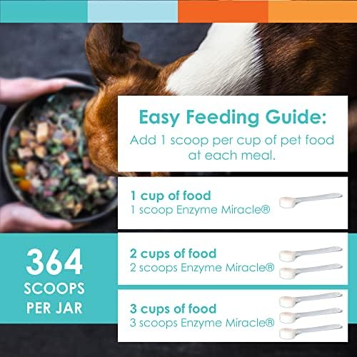 Digestive Enzymes for Dogs & Cats : Protein, Carbs, Starches & Fats Digestion : Supports Diet Change : Enzyme Miracle (364 Scoops, Powder)