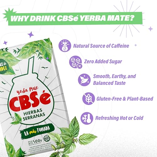 CBSé Yerba Mate Hierbas Serranas – 500 g (1.1 lb) Loose Leaf Yerba Mate Tea with Mountain Herbs, Naturally Caffeinated, Gluten-Free.