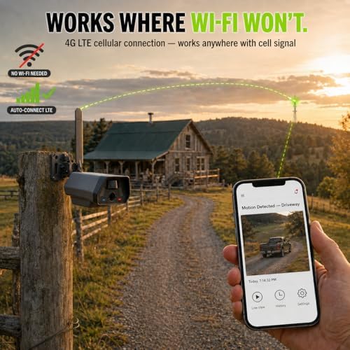 TACTACAM Defend Cellular Security Camera Bundle – Solar Panel + 32GB SD Card Included – 4G LTE