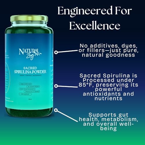 NaturalZing - 100% Pure Organic Spirulina Tablets | Non-GMO | Daily Greens | Vegan Superfood Protein & Antioxidant Support – Rich in Phycocyanin, Beta Carotene & Iron - 2000 Tablets (16 oz Bulk Pack)