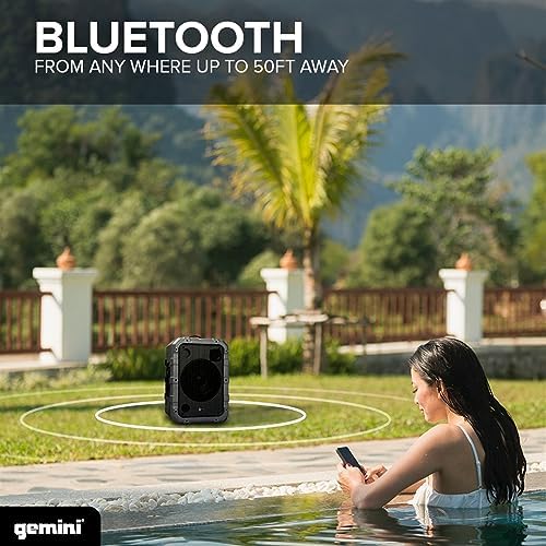 Gemini Portable Party Speaker with Wheels, LED & Mic, Gray (MPA-2400)