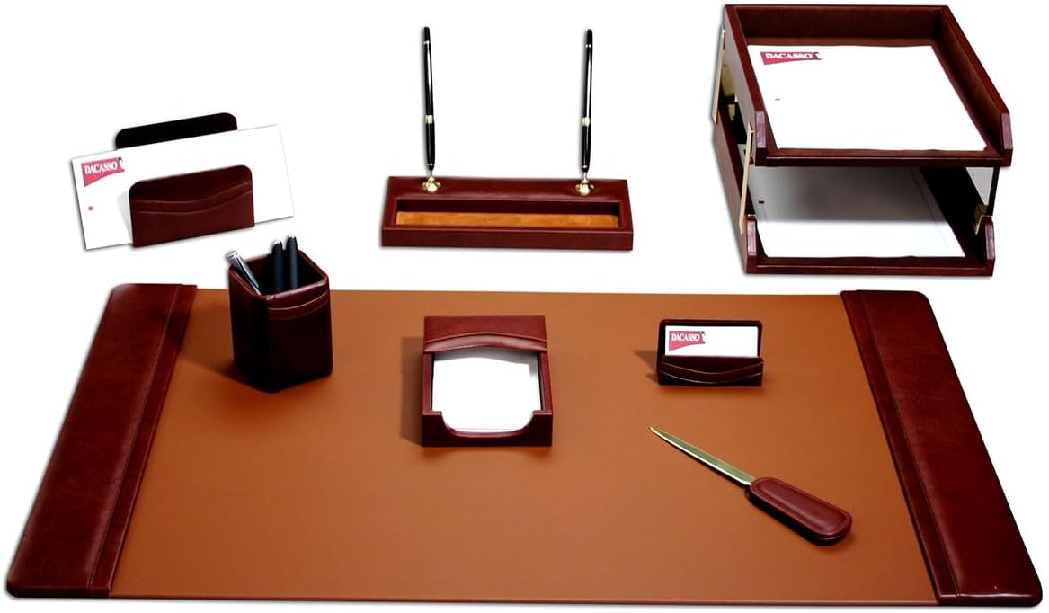 Dacasso Leather Desk Set, 10-Piece, Mocha (D3020)