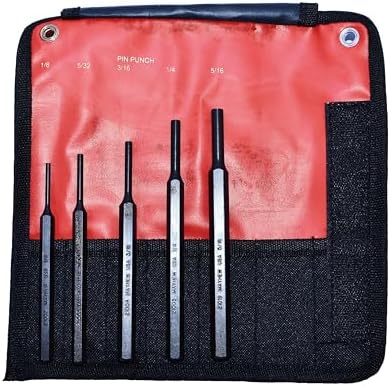 Mayhew Tools 62056 SAE Pin Punch Set with Kit Bag, 5-Piece Pro, Black Oxide Finish