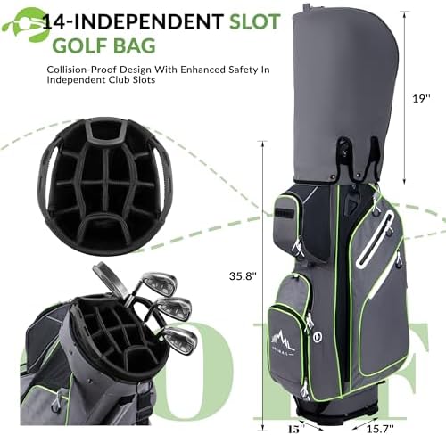 14-Way Golf Cart Bag, Full-Length Divider, Large Storage | Handles,Rain Cover,Multiple Pockets