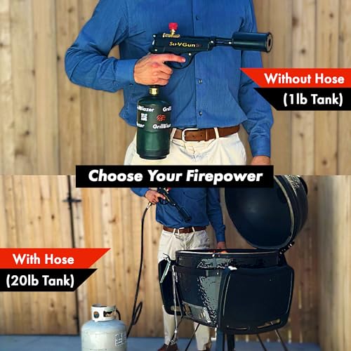 Grillblazer Su-VGun Propane Torch with Stand – High Power 240, 000+ BTU Flame Thrower Gun for Instant, Steak Searing, Charcoal Ignition