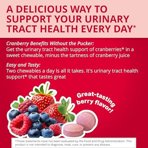 Uricalm Cranberry Dietary Supplement Chewable with D-Mannose, 60 Count | Powerful combination of cranberry and D-Mannose to help maintain a healthy urinary tract*.