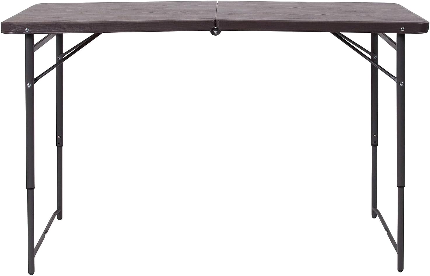 Flash Furniture 5-Foot Bi-Fold Granite White Plastic Folding Table | Lightweight, Easy Storage, Commercial Grade, Carrying Handle