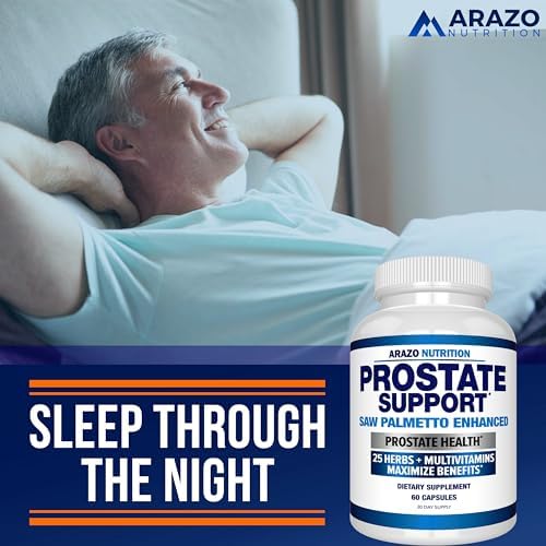 Arazo Nutrition Prostate Supplement - Saw Palmetto + 25 Herbs - Reduce Frequent Urination, Reduce Hair Loss
