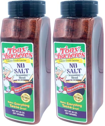 Tony Chachere's No Salt Seasoning - 20 oz Shaker Jar of Savory Spice Blend for Delicious, Healthy Meals, For Low Sodium Diets and Flavorful Seasoning