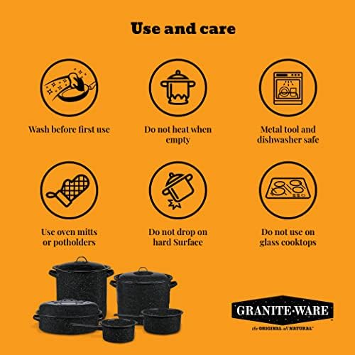 Granite Ware 13" Oval Roaster with Lid – Enameled Steel, Oven Safe to 932°F – Ideal for Roasting, Baking & Sourdough Bread – Self-Basting Cover, Dishwasher Safe, 7 lb Capacity | Oval Roaster Capacity, Roasts Up To 7 Lb Poultry Or Meat, Covered Cooking fo…