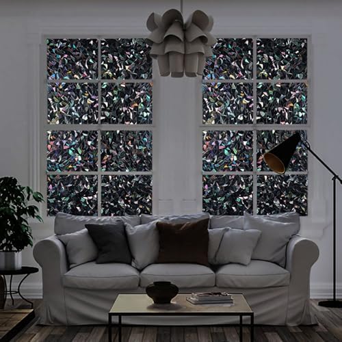 LEMON CLOUD Window Privacy Film, Rainbow Stained Glass Cling,17.5″ x 78.7″