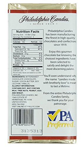 Philadelphia Candies Signature Dark Chocolate For Wine 72% Cocoa, 3.5-Ounce Package