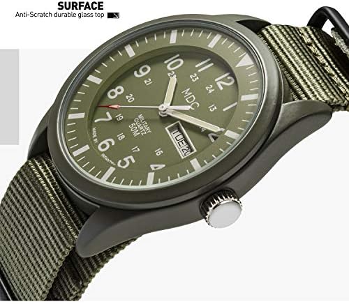 Infantry Mens Military Field Watch, Vietnam Style, 12/24H, Green Nylon Band