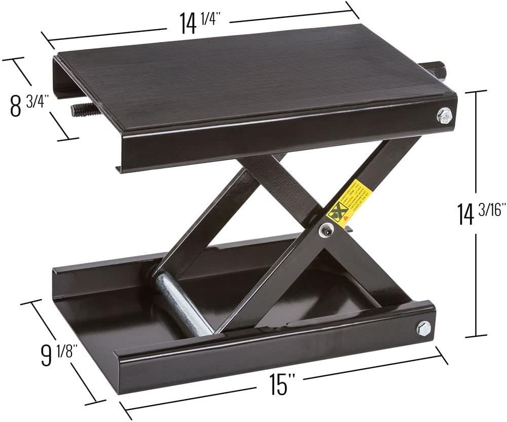 Black Widow Steel Motorcycle Scissor Jack, 1,100 lb Capacity