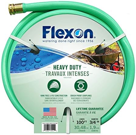 Flexon FXG58100 5/8-Inch x 100-Foot Heavy Duty 5-Ply Forever Garden Hose, Green