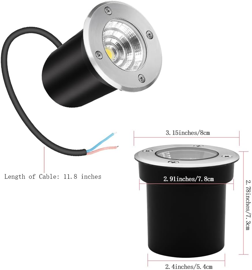Well Lights Landscape Lighting, Low Voltage Outdoor In Ground Landscape Lights, 5W 12V-24V Waterproof Warm White 3000K Deck Light for Garden, Pathway