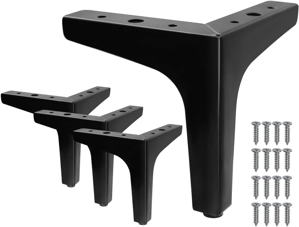 4 Pack 4 Inch Furniture Legs, Chrome Metal Polished Triangle Feet