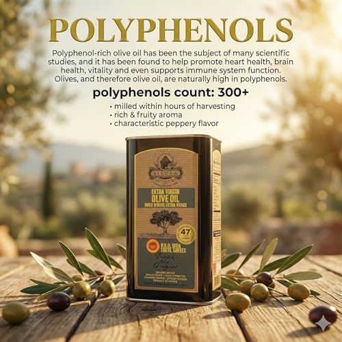 Ellora Farms Olive Oil Extra Virgin, Traceable & Certified PDO Polyphenol Rich Extra Virgin Olive Oil Cold Pressed, Global Gold Awards, Kosher, Single Origin from Crete, Greece 33.8 Fl oz, Pack of 2