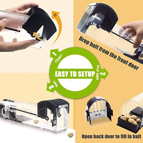 Humane Mouse Traps, 12 inches Enlarged No Kill Rat Live Traps for Chipmunks, Reusable Catch and Release Mice