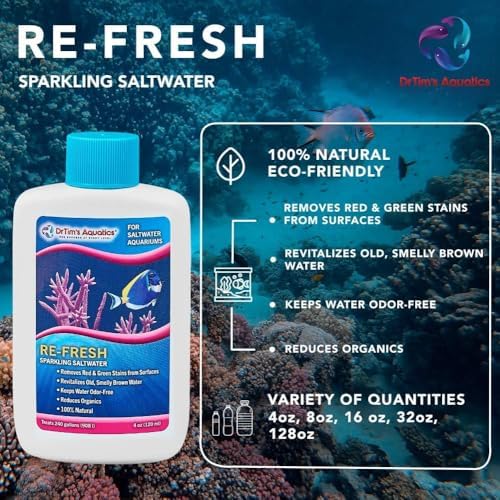 Dr. Tim’s Aquatics Saltwater RE-Fresh for Natural Fresh Sparkling Water – For Fish Tanks, Aquariums – Reduces Organics, Preserves Clean Waters
