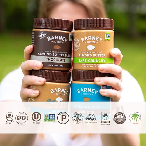 Barney Butter Almond Butter, Bare Smooth, 16 Ounce Jar, No Added Sugar or Salt, Skin-Free Almonds, No Stir, Non-GMO, Gluten Free, Keto, Paleo, Vegan