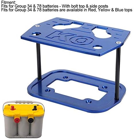 Aramox Stainless Steel Battery Tray for Group 34 & 78 Batteries - Red, Yellow & Blue Tops