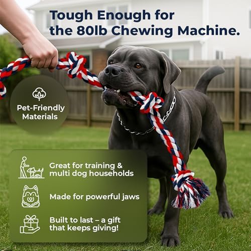 Pacific Pups Products Giant Dog Rope Toy, 42 Inch Tug of War Rope, Green