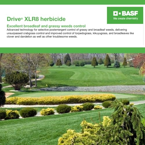 BASF Drive XLR8 Crabgrass Killer for Lawn & Turf, Post Emergent Grassy & Broadleaf Weed Control, Active Ingredient Quinclorac, 30 Day Residual