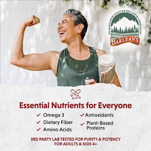Barlean's Forti-Flax Organic Ground Flaxseed, Omega-3 Fiber, 16oz, 2-Pack | Ground whole raw flax seeds, Lignans, ALA omega-3, Fiber, Non-GMO, Vegan, For smoothies, baking, oatmeal & yogurt